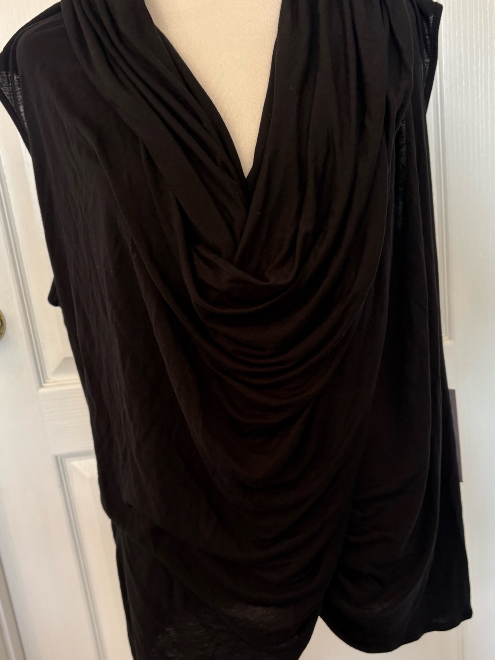 Draped Sleeveless Cowl Neck Top - Black XL - NWT